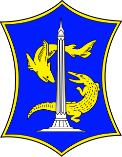 Fighting shark and crocodile, the emblem of Surabaya