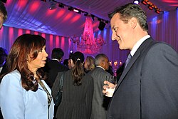 Fernández de Kirchner with British prime minister David Cameron