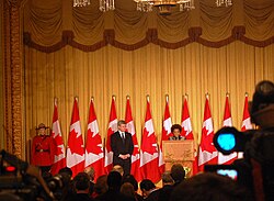 Prime Minister of Canada Stephen Harper and Governor General of Canada Michaelle Jean at the 2010 Vancouver Winter Olympic Games Heads of State Reception