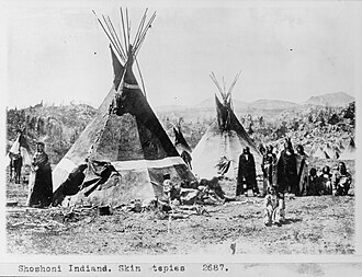 A Shoshone encampment in the Wind River Range of Wyoming, photographed by W. H. Jackson, 1870