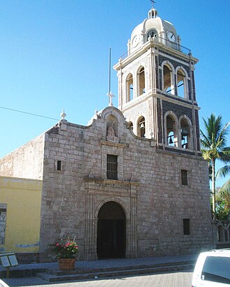 A church was always at the center of the reductions; this one is in Loreto, Baja California Sur.
