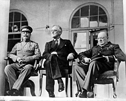 Stalin, Roosevelt and Churchill at the Tehran Conference in 1943