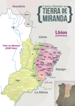 Areas in Northern Portugal where Mirandese is spoken