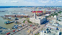The Port of Montevideo, located at the mouth of the Río de la Plata Basin serves as a hub for high sea and inland navigation in the region.