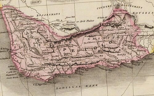 Map of the Cape Colony in 1809, early British rule