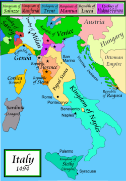 A political map of the Italian Peninsula c. 1494
