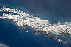 Royal Bay and South Georgia Island (south-up image)
