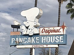 Sign outside of The Original Pancake House in Anaheim, California, in operation since 1958