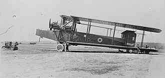 A Royal Air Force Handley Page Type O bomber, with its wings folded back