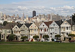 The Painted Ladies are an example of Victorian architecture found in San Francisco, California.