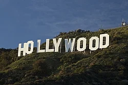 The Hollywood Sign in the Hollywood Hills, often regarded as the symbol of the American film industry