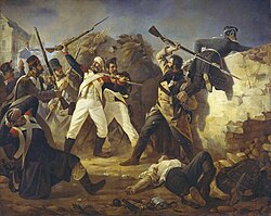 French soldiers sparing the life of Russian soldier Leontiy Korennoy for his bravery