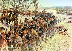 1st Maryland Regiment holding the line at the Battle of Guilford Court House, 1781