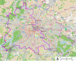 Map of West and East Berlin bisected by the Berlin Wall