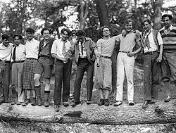 Welles (fourth from left) with classmates at the Todd School for Boys (1931)[25]