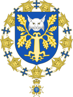 Arms as knight of the Royal Order of the Seraphim