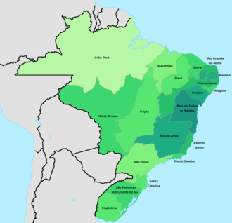 The Empire of Brazil. A map showing the Empire and its provinces