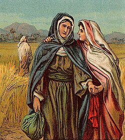 Ruth's Wise Choice (illustration from a Bible card published 1907 by the Providence Lithograph Company)