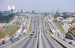 BR-116 in São José dos Campos, São Paulo, the longest highway in the country,[352] with 4,542 km (2,822 mi) of extension[353]