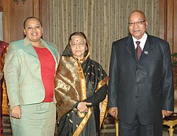 Zuma and his second wife Nompumelelo Ntuli with Indian President Pratibha Patil in New Delhi, 2012