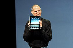 Steve Jobs introducing the iPad in San Francisco on January 27, 2010