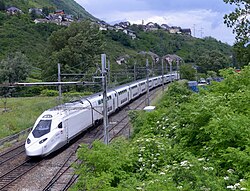 TGV M Avelia Horizon train passing through Montmélian.