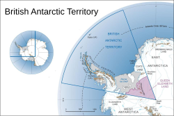 Map showing the portion of Antarctica claimed by the UK as British Antarctic Territory