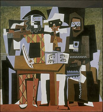 Pablo Picasso, 1921, Nous autres musiciens (Three Musicians), oil on canvas, 204.5 × 188.3 cm, Philadelphia Museum of Art