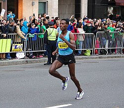 Lelisa Desisa during the race