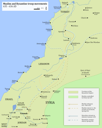 Muslim and Byzantine Troop Movements before the battle of Yarmouk.