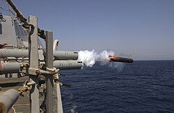 The launch of a torpedo using lithium as fuel