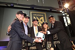 Ownership Group and Mayor Garcetti unveiling team colors.