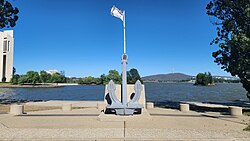 Naval anchor incorporated into HMAS Canberra memorial, Canberra, Australia