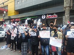 Protesters against the military coup in Myanmar