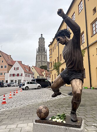 Statue of Gerd Müller in his hometown of Nördlingen