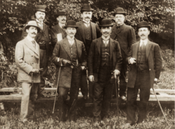 Mustafa Kemal (front row, second from left) with the Ottoman Turkish observers at the Picardie army manoeuvres in France, 28 September 1910