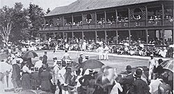 Semifinal at the 1890 U.S. Tennis Championships at Newport, Rhode Island. Match between Oliver Campbell and Bob Huntington