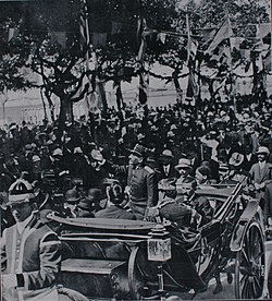 President Hermes da Fonseca waves to the crowd during Inauguration Day parade, 1910