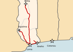 Railway network of Togo
