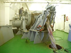 Anchor winch, or windlass, on RV Polarstern