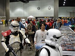 The 501st legion guards an Obi-Wan bust at Star Wars Celebration IV.