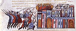 Miniature from the History of John Skylitzes showing George Maniakes defending Edessa from Nasr ad-Dawla's counterattack.