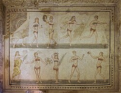 So-called "Bikini Girls" mosaic from the Villa del Casale, Roman Sicily, 4th century