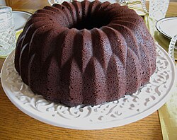 A chocolate bundt cake made with sour cream
