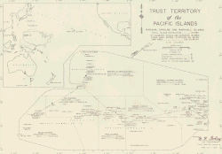 Map from 1961 of the US Trust Territory of the Pacific Islands, formerly Japan's South Seas Mandate.