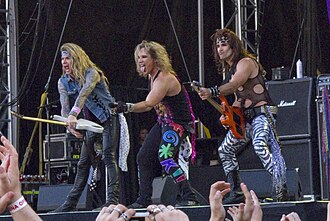Steel Panther performing at the 2010 Sauna Open Air Metal Festival in Tampere, Finland