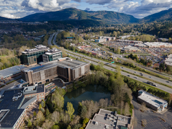 An aerial view of Costco's Issaquah headquarters campus showing Buildings 3, 4, and 5 (left side)