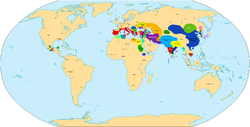 Map of the world in 100 BC, the end of the second century BC.