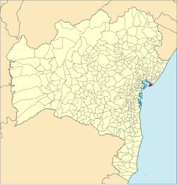 Location of Salvador on a map of municipalities of Bahia