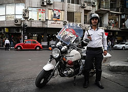 A Syrian traffic police officer in Damascus (2014).